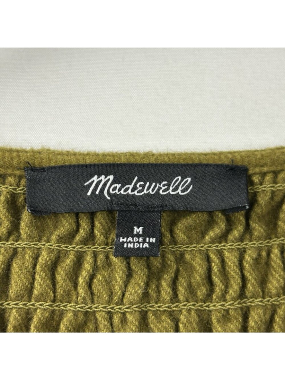 Madewell Flannel Lucie V-Neck Smocked Mini Dress Women’s Size M Green Babydoll - Picture 5 of 16